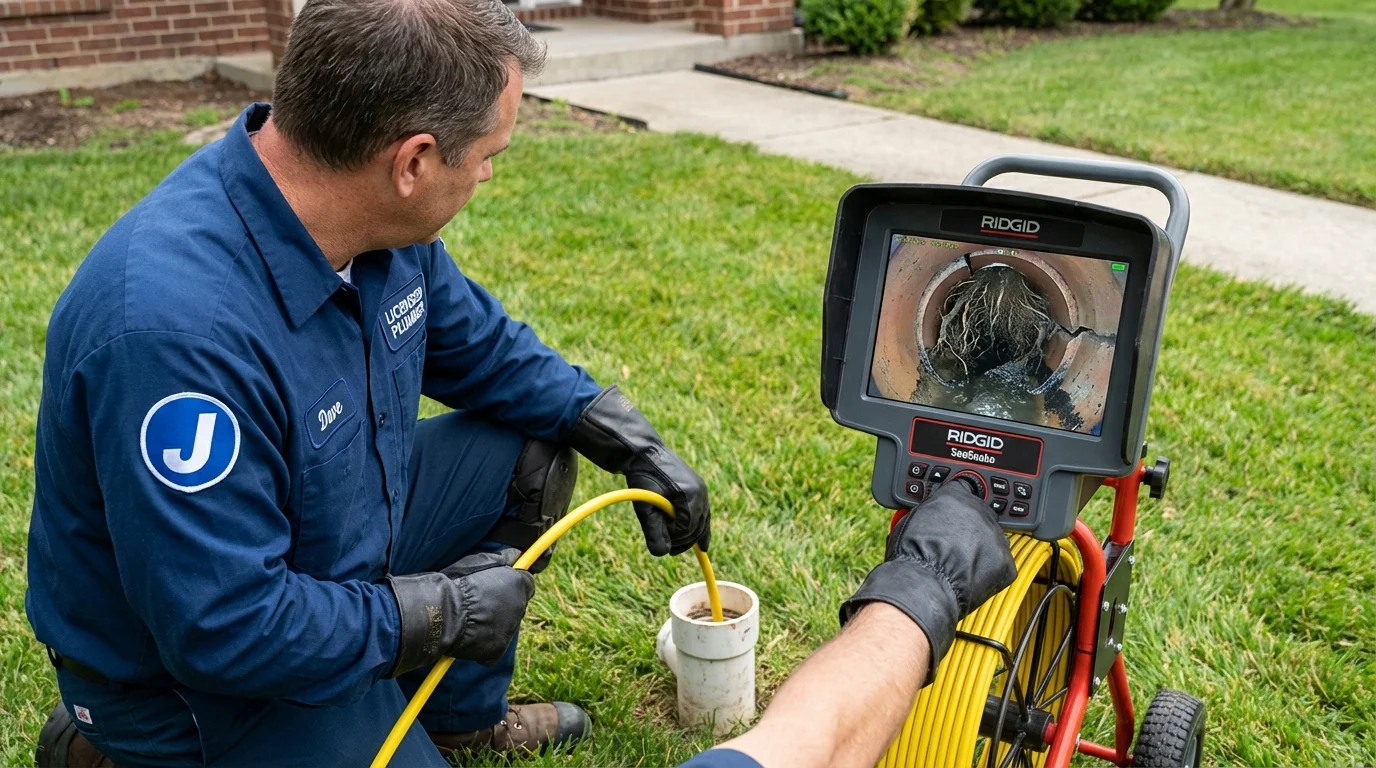 Sewer camera inspection being performed by Johns Plumbing LLC in Phillips