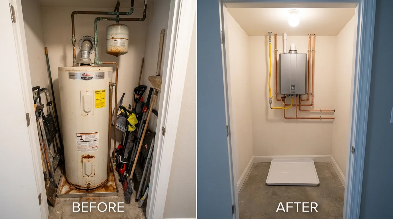 Tank water heater versus wall-mounted tankless unit comparison for Phillips, WI homeowners